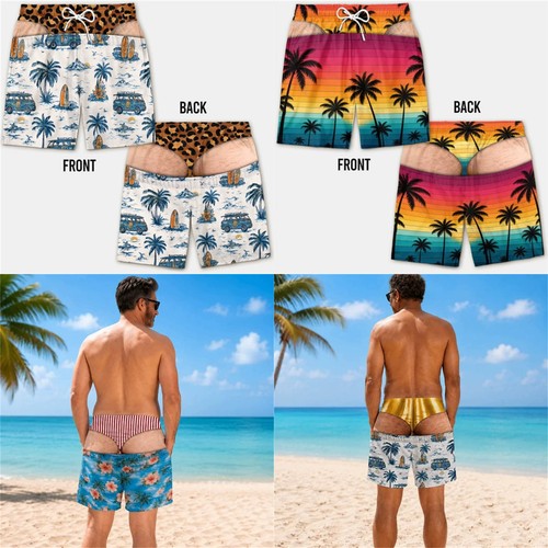 Funny swim trunks fake butt - funny, trunks,
