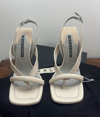 Malloni beige leather strappy - beige,
