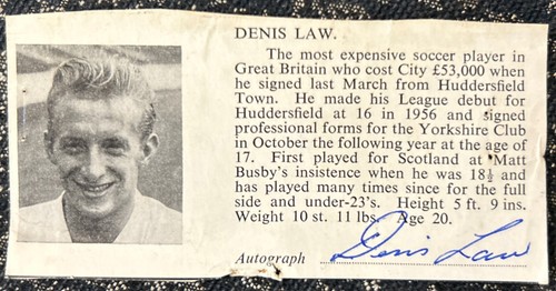 Signed denis law - law, 1960s
