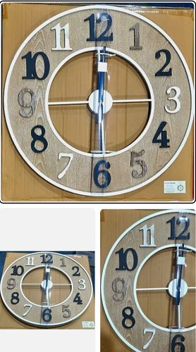 Wall clock wood metal - wall, &