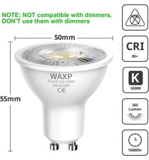 Waxp LED Bulb 5W 365Lm 6500K GU10 Spot Light Cool White 10pcs CRI 80 Energy Save
