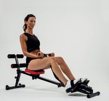 Rowing machine with triceps dips, push ups and ab crunches. 4 in 1 rower