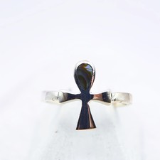 Silver Ankh Ring Tiny Cross of