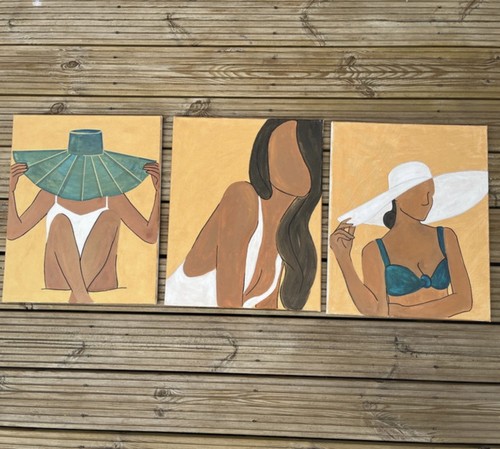 Gold hand painted acrylic - gold,