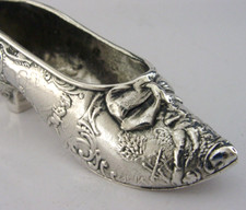 LARGE 74g SWEDISH SILVER SHOE DISH PIN CUSHION 1950 SEWING NEEDLEWORK ANTIQUE