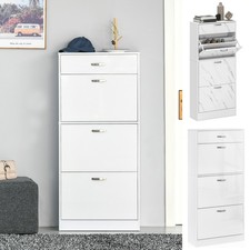 Shoe Cabinet with 4 Drawers Storage Cupboard w/ Flip Doors for 18 Pairs
