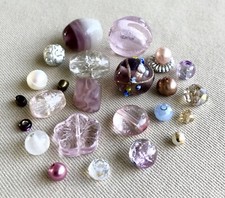 Vintage Mixed Beads, Glass, Crystal, Wedding Cake,  Pearl, Foil, 2-16mm, #PW1