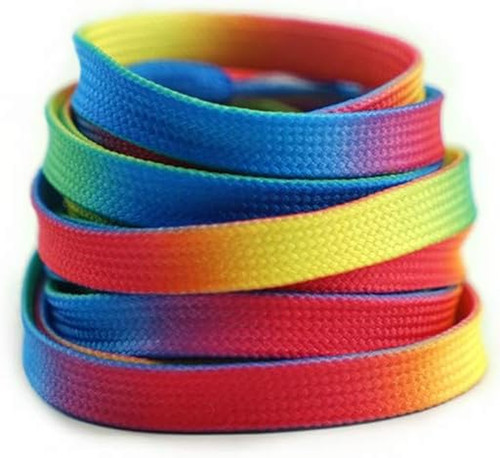 Flat wide rainbow shoelaces - rainbow, 2
