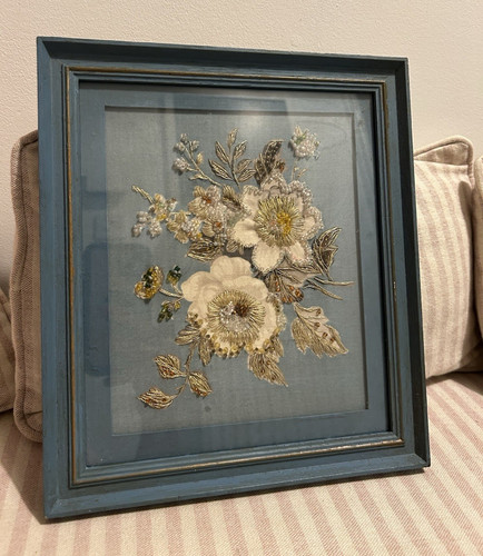Vintage framed needlepoint - vintage,