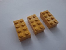 3 x LEGO '4x2 Pat Pend Testbricks, Rare Brick, Burnt Yellow 3001 Patent Orange