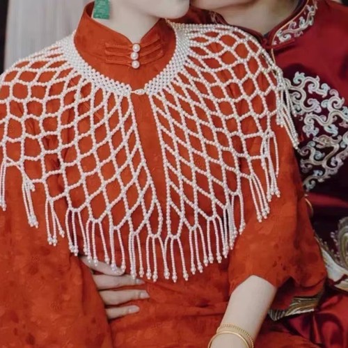 Women beaded shawl pearl cape - women,