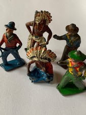 vintage lead figures cowboys and native Americans Indians Made in England