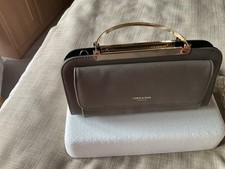Unusual Clutch/Metal Carry Handle/ Strap Handbag.