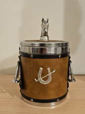 Vintage Equestrian 1970s Horse Theme Ice Bucket Leather Covered Retro Cooler