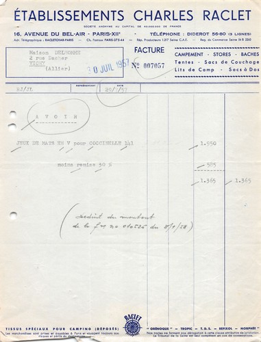 1957 invoice etab charles - 1957,