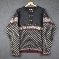 Vintage BOUVIAC NORWAY Jumper Mens XL Nordic Pure Shetland Wool Fair Isle Clasp