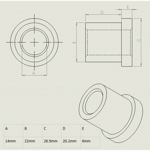 Crusteel guide bush 22x14x27 - ,