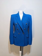 Zara Classic Blue Textured Double Breasted Blazer Jacket Size M
