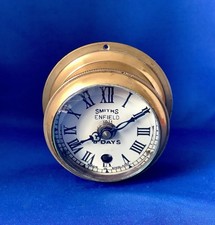 Smiths Enfield 1911 Brass 8 Day Ships Bulkhead Wall Clock