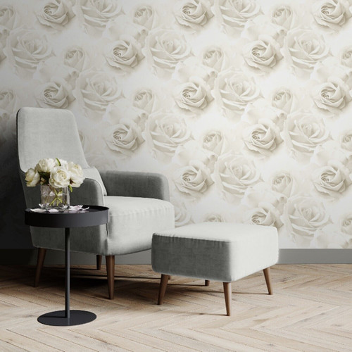 Cream rose floral wallpaper - rose,