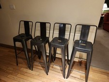 4 Dark Grey Metal Bisto Bar Stools 76cm