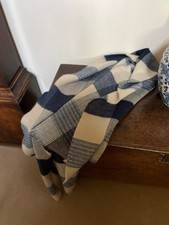 Zara Blanket Scarf Long Shawl blue and cream