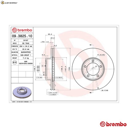 Brake discs 3825 10 for - discs, 09.3825.10