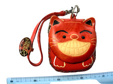 REAL LEATHER PURSE, HAPPY CAT