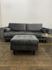 Grey Plush Velvet 3-Seater