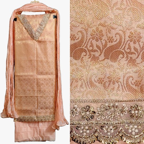 Brown banarasi brocade silk - brown,