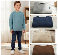 Boys NEXT Stag Jumper Blue Grey Navy Brown Textured Cotton Knitted 3-16 Years