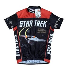 Star Trek Retro Cycling Jersey Full Zip Red Black Mens Small NWT