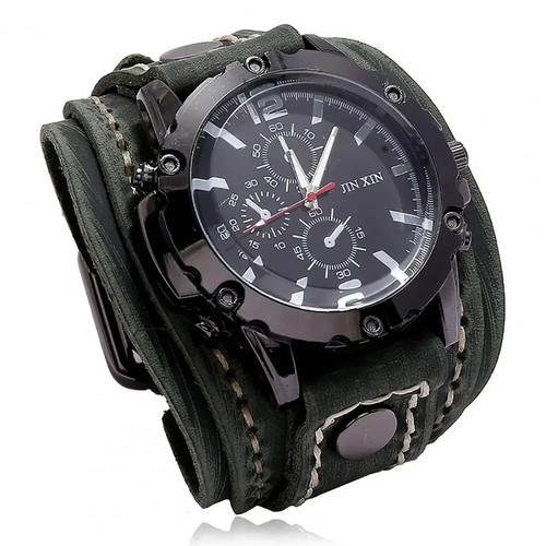Wide leather watch - wide, band