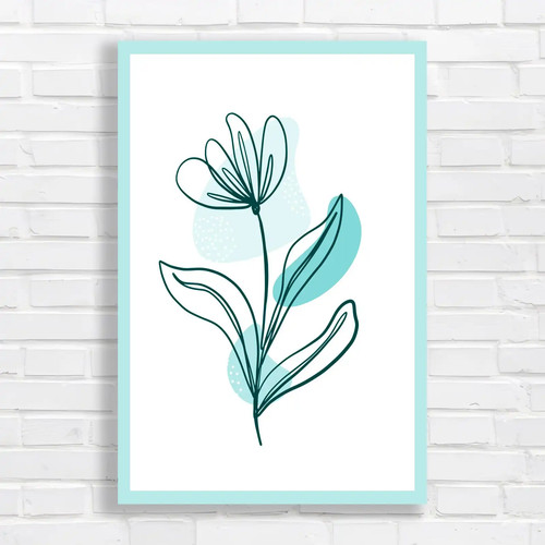 Modern minimalist floral teal - modern,