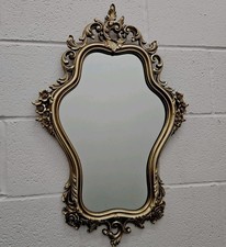 Vintage 1960s Large Syroco Gold Scroll Oval Wall Mirror Hollywood Regency Ornate