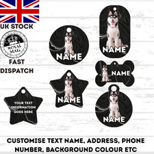 SIBERIAN HUSKY Dog Personalised Your Own Photo Round Dog Bone, Military Tag