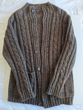 Mulberry Brown & Black Cardigan 100% Merino Wool Size Men's XL