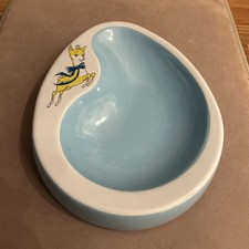 Large VINTAGE BABYCHAM ASHTRAY OVAL SHAPE Blue & White with Deer Made in England