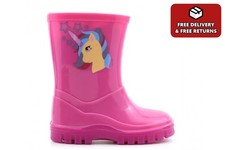 Girls Waterproof Wellington Boots Sparkle Wellies Unicorn Wellies Pink Wellies