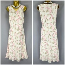 Amaranto off white multi floral wedding occasion long v-neck dress size 18