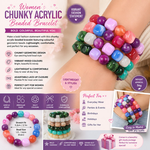 Women chunky acrylic beaded - chunky,