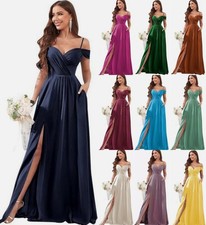 UK NEW Evening Formal Party Ball Gown Prom Bridesmaid Long Host Acting Dress 