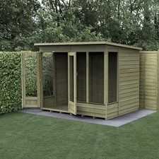 Forest 4LIFE Pent Summerhouse 8x6 Double Door 4 Window Garden Shed