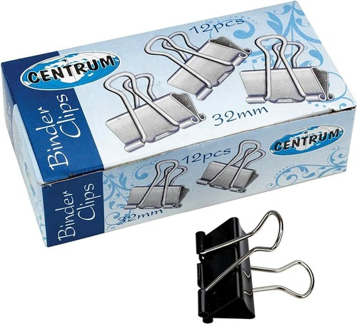 Black binder clips - large, paper