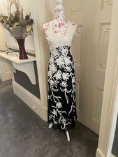 Beautiful Phase Eight Halter Neck Maxi Dress Black and Cream Size 10 VGC