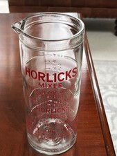 Vintage Horlicks Mixer Glass Jar Pourer Jug English - 1 pint 20 Oz