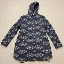 Levi's Wool Coat Large Women's Grey Aztec Zip-Fly Hooded Navajo
