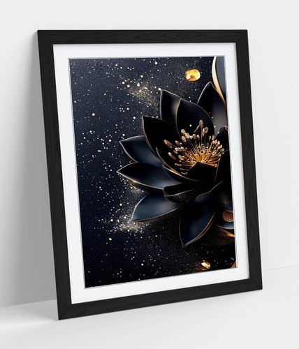 Black and gold flower - gold, home