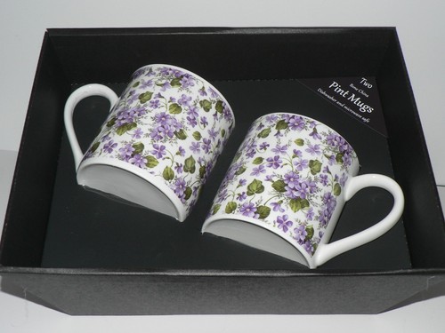 Violets china pint mugs - violets, set