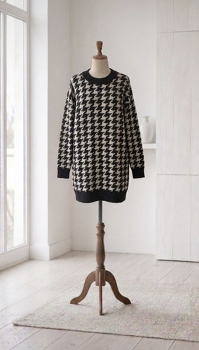 Dogtooth jumper dress - dogtooth,